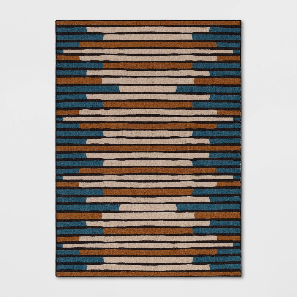 5'x7' Striped Area Rug Turquoise/Yellow - Threshold™