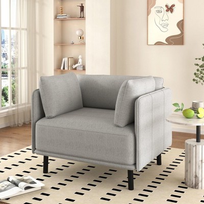 NicBex Vintage Accent Chair with Polyester Upholstery,Arm Chair with Solid Wood Frame and Steel Legs,Lounge Chair for Bedroom,Reading Room