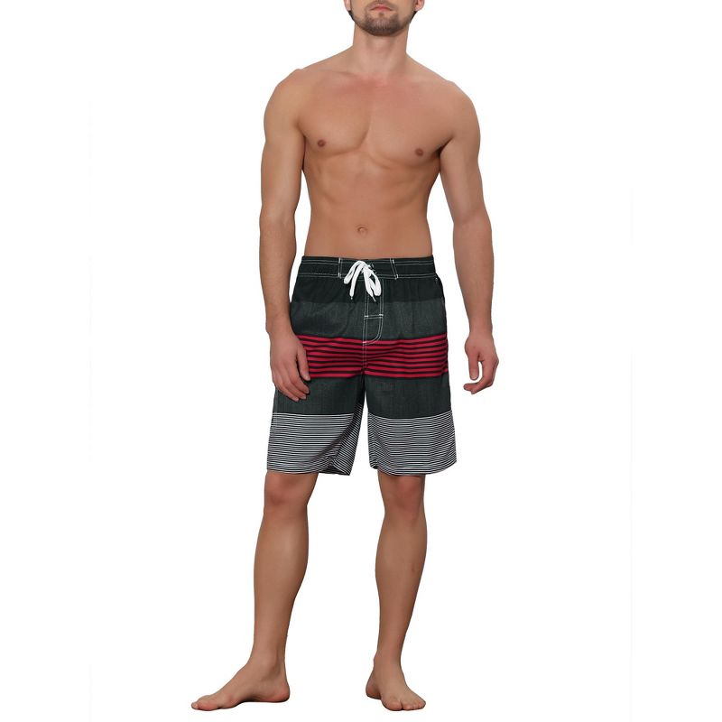 Lars Amadeus Men's Striped Printed Color Block Summer Swimming Board Shorts, 2 of 6