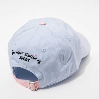 Condition photo showing New/Like New for pickleball flag hat - frasier sterling blue/pink: adjustable cotton sports cap