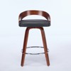 Bar Stools Set of 2, Swivel Bar Height Stools with Low Back, Wood Bar Chairs with Soft Cushion Seat, 25-Inch Seat Height (Black) - 4 of 4