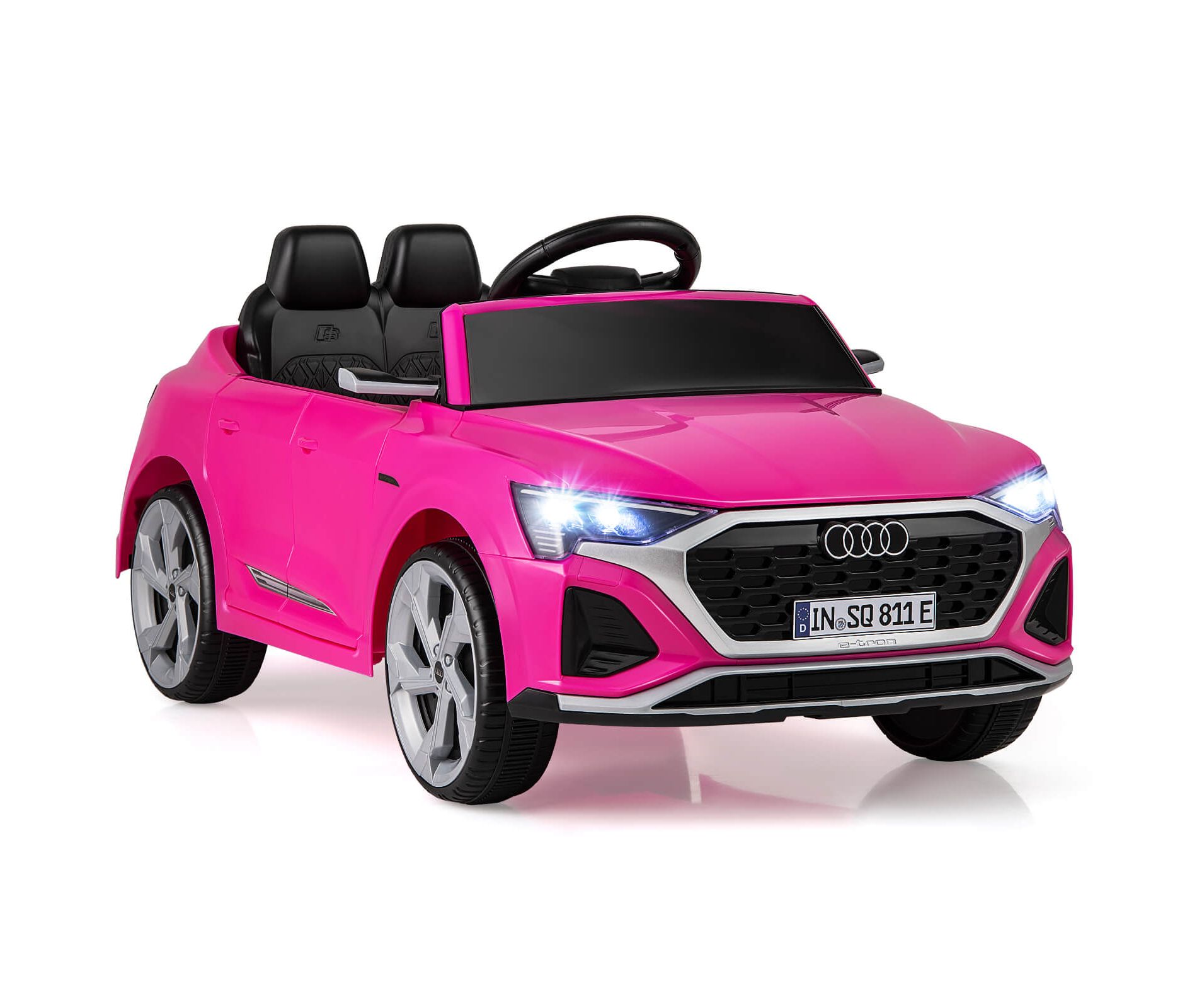 Costway 12V Kids Ride On Car w/Remote Control 4 Wheels Suspension 3 Speeds LED Headlight Pink