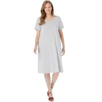 Woman Within Women's Plus Size Perfect Short-Sleeve Crewneck Tee Dress