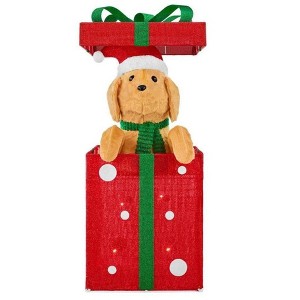Home Accents Holiday 3.5-FT Yuletide Lane LED Golden Retriever in a Gift Box - 1 of 4