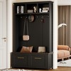 Akoasm 76.6 in. H 4-in-1 Entryway Coat Rack with 6 Gold Hooks and 2 Drawers For Living Room and Hallway-Black - 2 of 4