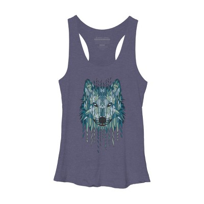 Women's Design By Humans Geometric Wolf By jun087 Racerback Tank Top