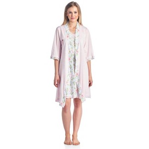 Casual Nights Women's 2 Piece Floral Robe and Gown Set - 1 of 4