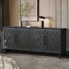 ORRD Carved Flower Door Large Storage Cabinet With Metal Handle Suitable For Living Room, Kitchen, Entryway(Natural Wood) - 3 of 4