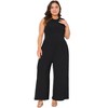 Agnes Orinda Women's Plus Size Sleeveless Crew Neck Wide Leg with Pocket Jumpsuit - 3 of 4