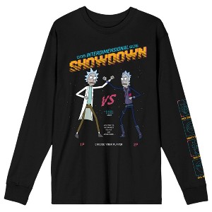 Rick & Morty Interdimensional Showdown Rick Vs. Prime Rick Crew Neck Long Sleeve Black Adult Tee - 1 of 4