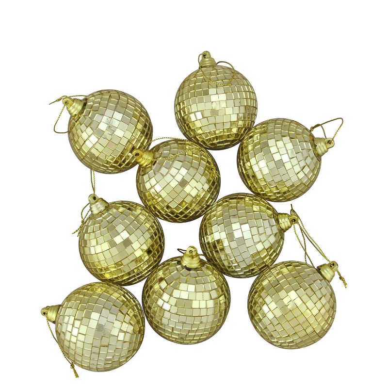 Northlight 6ct Gold Disco Mirrored Christmas Ball Ornaments 2" (50mm), 1 of 2