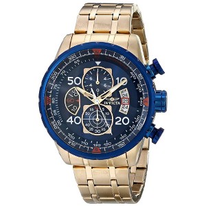 Invicta 19173 Men's Aviator Blue Dial Yellow Gold Steel Bracelet Chronograph Watch - 1 of 4