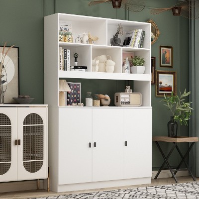 FUFU&GAGA White Storage Cabinet Rich Display Shelf for Multiple Scenarios