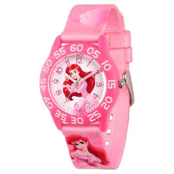 Kids' Disney Princess Ariel Pink Plastic Time Teacher Watch - Pink