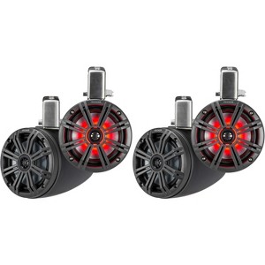 Kicker ( 2 Pair ) KMTC65 6.5" Loaded Marine Wake Tower Enclosures with 45KM654L Speakers - Charcoal Grills with Black Enclosures - 1 of 4