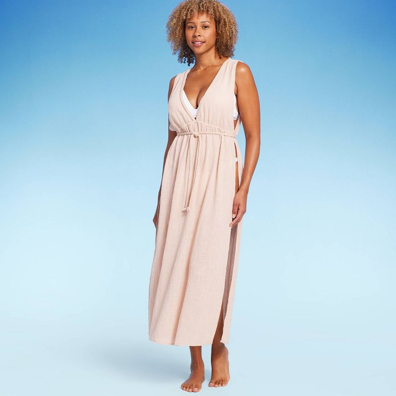 Women's Plunge Open-Side Braided Cover Up Midi Dress - Shade & Shore™ Light Brown, 4 of 6
