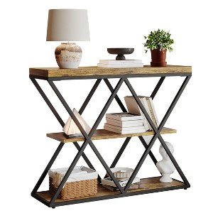GustoWave Industrial 3-Tier Console Table with Metal Frame, Sofa Table with Storage Shelf for Entryway, Hallway, or Living Room - 1 of 4
