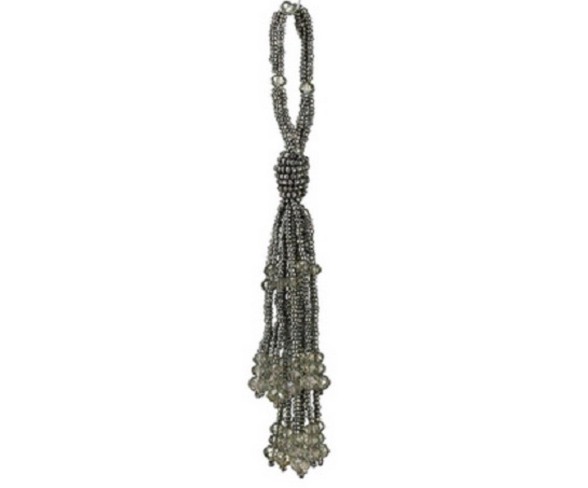 Allstate 6.5" Winter Light Beaded Ball with Tassels Christmas Ornament - White/Silver