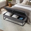 TiramisuBest 64.5" Velvet Storage Bed Bench - Tufted Chaise Lounge with Antique Nails, Khaki - 2 of 4