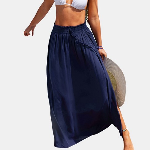 Women's Blue Smocked Waist Maxi Skirt - Cupshe : Target