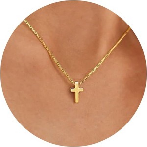 Gold Symbol Necklace for Women, 14K Gold Plated Infinity Star Evil Eye & Cross - 1 of 4