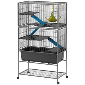 59" 5-Level Small Animal Cage, Rolling Ferret Cage with 6.3" Deep Tray, Non-Slip Cloth Covered Ramps, Hammock - 1 of 4