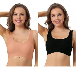 Allegra K Women's Wirefree Push Up Workout Sleep Comfort Sports Bras 2 Packs - 1 of 4