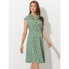 Allegra K Women's Retro Button Front Belted Cap Sleeve A-line Plaid Dress - image 3 of 4