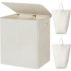 154L Double Laundry Hamper with Lid and Removable Laundry Bags, Large Dirty Clothes Hamper 2 section Collapsible Laundry Basket - 1 of 4
