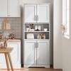 Bathroom Cabinet, Farmhouse Storage Cabinet w/ Glass Doors & Adjustable Shelves,Freestanding Kitchen Pantry Cabinet, Cupboard - 3 of 4