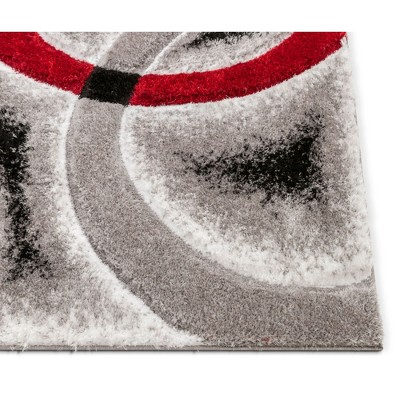 San Francisco Red and Gray Geometric Shag Rug 5'3" x 7'3"