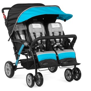 Gaggle by Foundations Compass 4 Seat Quad Stroller, All Terrain Tubeless Wheels, Easy Fold  (Black) - 1 of 4