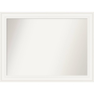 44" x 33" Non-Beveled Ridge White Bathroom Wall Mirror - Amanti Art: Modern Rectangular Vanity, Includes Mount Hardware - 1 of 4