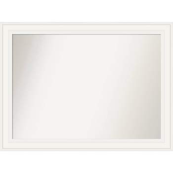 44" x 33" Non-Beveled Ridge White Bathroom Wall Mirror - Amanti Art