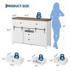 Garvee Farmhouse 5 Drawers Dresser with Sliding Barn Doors, Wood Chest of Drawers, Rustic Dresser TV Stand for Bedroom, Living Room, White - 2 of 4