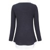 Coolmee Women's Tunics Tops Long Sleeve Contrast Collared Shirts Patchwork Work Blouse - 2 of 3