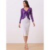 INSPIRE CHIC Women's Tie Front Ruffled Hem Floral Lace Sheer Crop Bolero Shrug - 4 of 4
