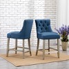 WestinTrends 24" Linen Tufted Buttons Upholstered Wingback Counter Stool (Set of 2) - 2 of 4