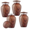 Reminded Adult Cremation Memorial Urn for Human Ashes, Wood Grain Brass Funeral Urn with Velvet Bag - 2 of 4