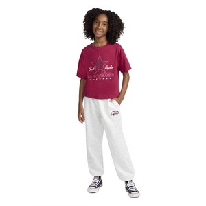Converse® Girls' Fleece Jogger Pants - Heather Gray - 1 of 4