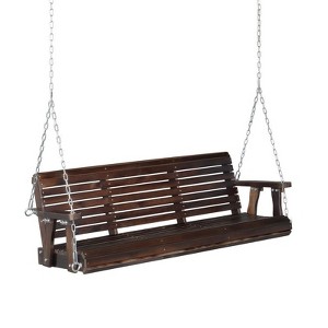 Karl Home | 5ft 3-Personn Tan Outdoor Fir Wood Hanging Porch Swing - 1 of 4