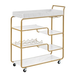 VYNXARIA 6-Tier Bar Cart, Slide Bar Serving Cart, Kitchen Retro Style Wine Cart , Rolling Drink Trolley for Living Room, Dining Room,White - 1 of 4