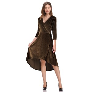 Women's Velvet V-Neck Formal Cocktail Party Dress - 1 of 4