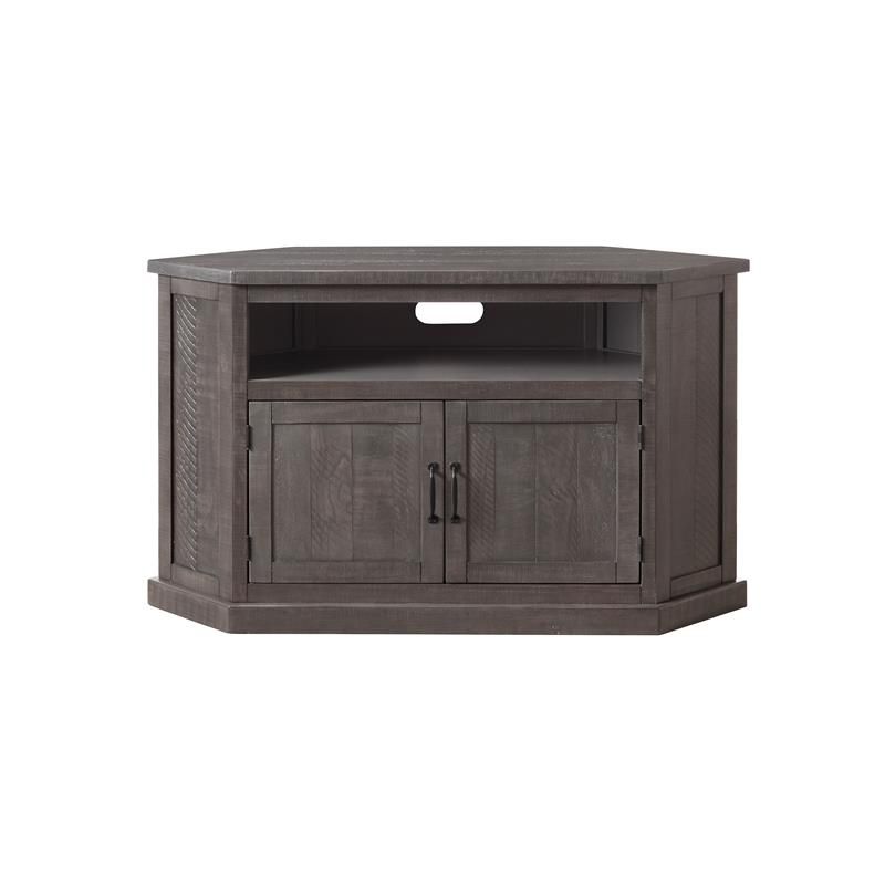 Rustic Corner 50" Solid Wood TV Stand Gray - Martin Svensson Home, 2 of 10