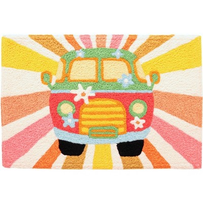 Jellybean Peace, Love, Bug Doormat – Colorful Hippie-Inspired Indoor/Outdoor Mat for Porch or Entryway, 20"X30"