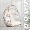 Outdoor Egg Swing Chair PE Rattan Hanging Chair with Cushion Folding Hammock Basket Chair with Metal Chain for Patio Balcony Garden -The Pop Home - 2 of 4