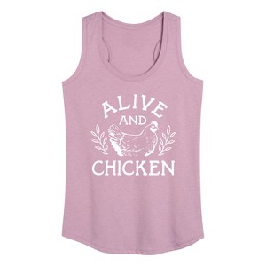 Women's - Instant Message - Alive And Chicken Graphic Racerback Tank - 1 of 4