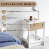 Natural Rattan Nightstand, Bed Side Table with Drawer, Wooden End Table, Rattan Chest of Drawer with Retro Handle for Living Room, Bedroom - 3 of 4