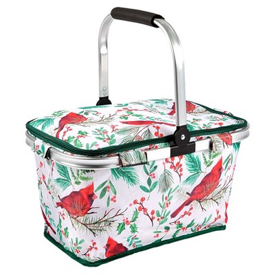The Lakeside Collection Festive Collapsible Storage Basket - Cardinal
