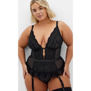 CITY CHIC | Women's Plus Size Viva Ouvert Bodysuit - black - 22W - 1 of 4